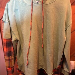 Easel Green Hoodie with Orange Accents